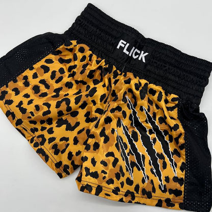 Gold Leopard Custom Name Thai Boxing Shorts